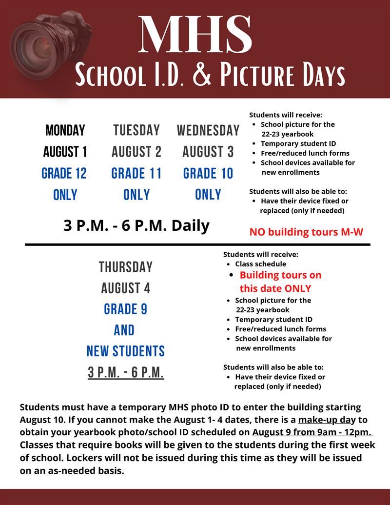 mhs 2022-2023 school id and picture days